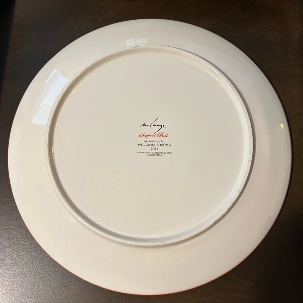 Williams Sonoma 2011 Seafood Boil Plate Dish Lobster white orange black